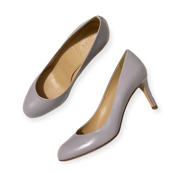 New J. Crew Miri Mid heel Leather Pumps, light gray, size 7 - Picture 3 of 12